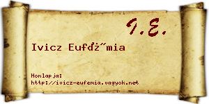 Ivicz Eufémia névjegykártya